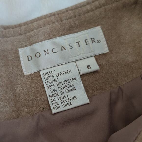 Doncaster Tan Suede Leather Tie Waist Straight Pencil Short Skirt, size 6 - Picture 5 of 9